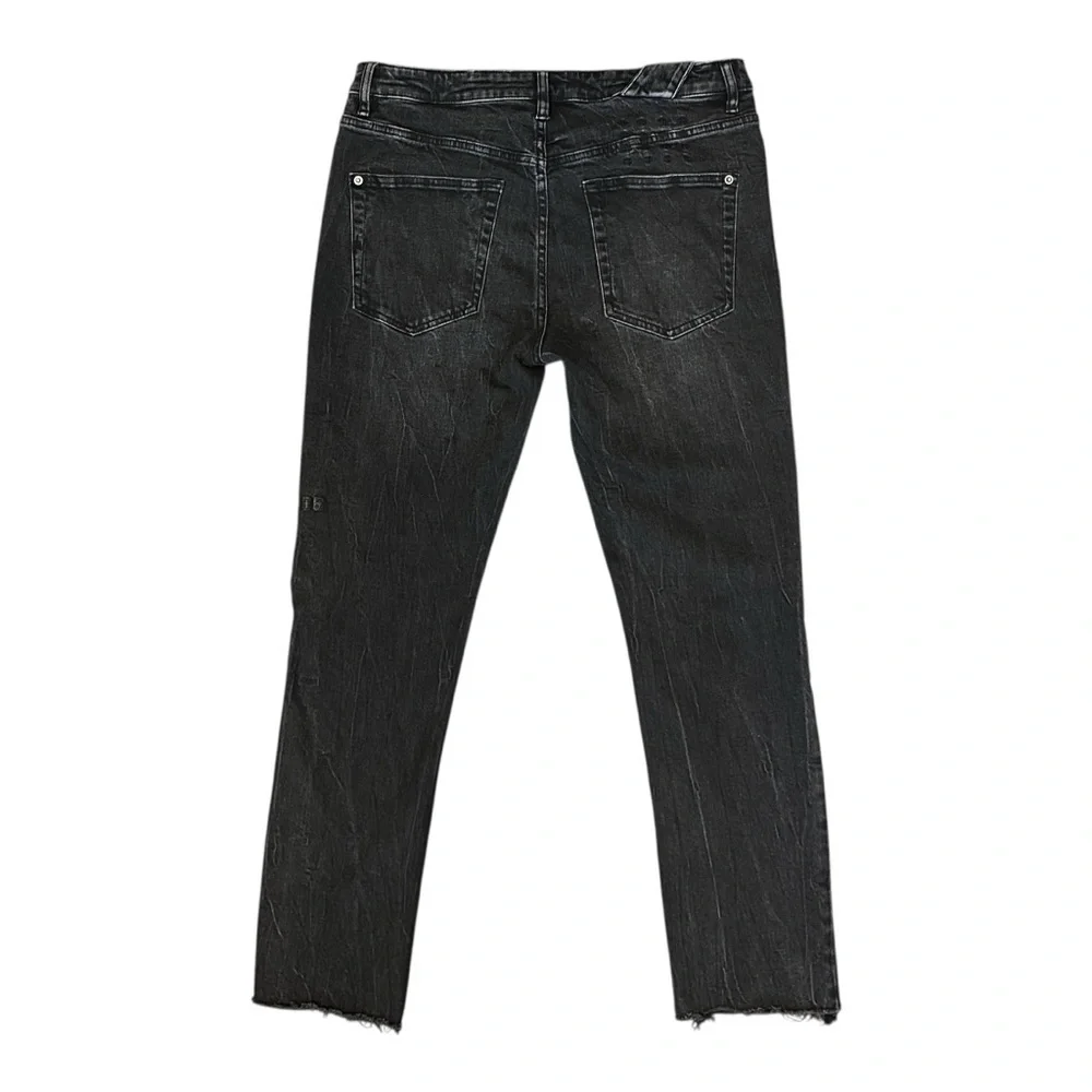 Ksubi Chitch Slim Fit Raw Hem Stretch Denim Jeans in Marbled Black Men’s 34 $220